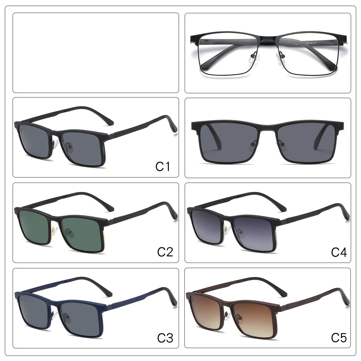 (DHTJ2177)金屬框眼鏡/可拆式太陽眼鏡/時尚套鏡