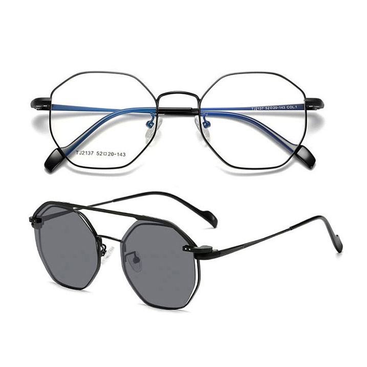 (DHTJ2137)金屬框眼鏡/可拆式太陽眼鏡/時尚套鏡